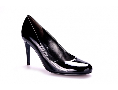 An image of K & S '84600' patent leather court shoe-ocean SALE