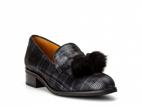 An image of Zapatos 'Tartan Notte' Blue Shoe - Sale