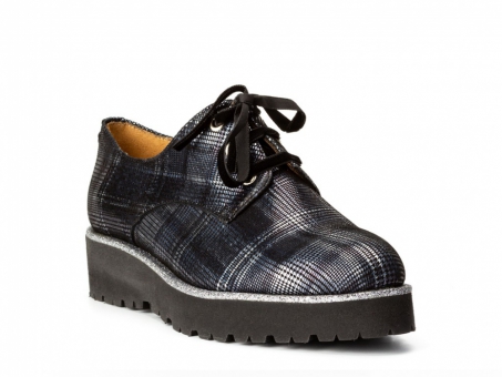 An image of Zapatos 'Notte' tartan brogue - navy SALE