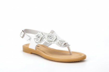 An image of Adesso 'Rose' flat sandal - white/silver SALE