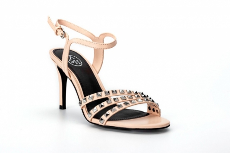 An image of Ash 'Hello' studded heeled sandal - powder pink - SALE