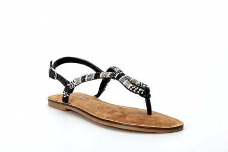 An image of Capollini 'Delphine' flat sandal - black SALE