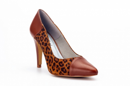 An image of Capollini 'Rayna' High Heel Court - Tan/Leopard SALE