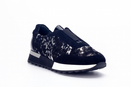 An image of Capollini 'G642' Ivy leopard trainer - grey black SALE