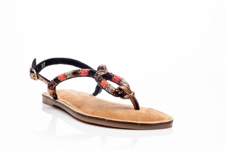 An image of Capollini 'Delphine' flat sandal - bronze/coral SALE
