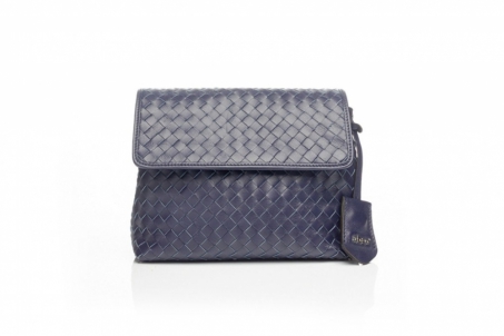 An image of Abro '028720-36' woven leather bag - navy SALE