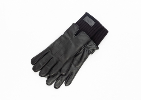 An image of UGG '20041' Leather Tech & Knit Cuff Glove - black SALE