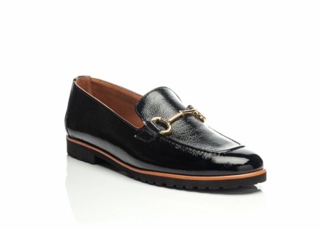 An image of Paul Green '2696' patent loafer - black SALE