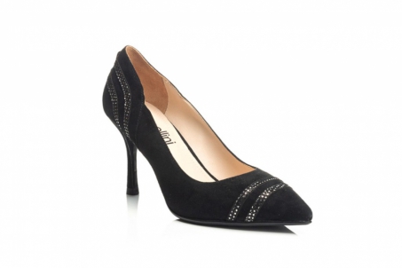 An image of Capollini 'Elsie' court shoe - black/pewter SALE