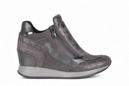 An image of Geox 'Nydame' wedge sneaker - grey SALE