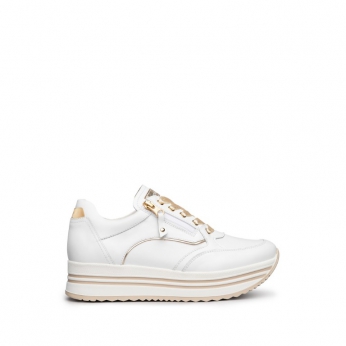 An image of Nero Giardini 'E010560D' platform sneaker - white