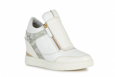An image of Geox 'Maurica' wedge trainer - white/off white - Sale