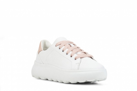 An image of Geox 'Spherica' trainer - white/nude - Sale