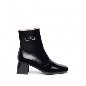 An image of Nero Giardini '308656DE' Block Heel Patent Boot - Black -SALE