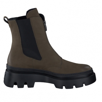 An image of Paul Green '8030' front zip boot - military green - SALE