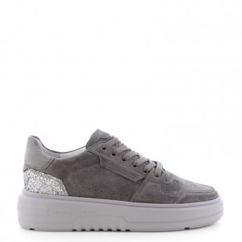 An image of K & S '18740' suede sneaker - grey/silver -SALE