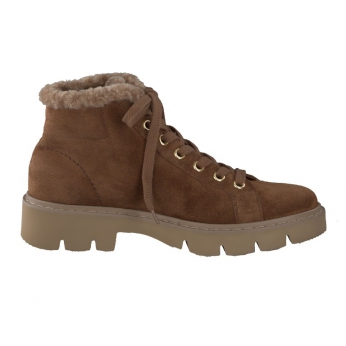 An image of Paul Green '8107' Suede Lace Up Ankle Boots - Toffee-SALE