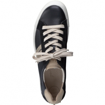 An image of Paul Green '5330' leather sneaker - black/beige 