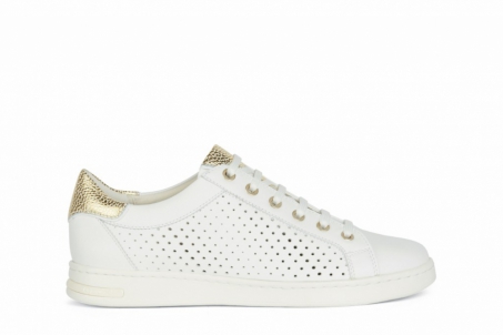 An image of Geox 'Jaysen' trainer - white/gold