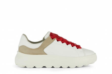 An image of Geox 'Spherica' trainer - white/sand