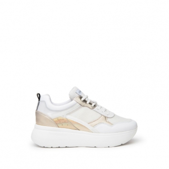 An image of Nero Giardini 'E409821D' sneaker - white/gold 