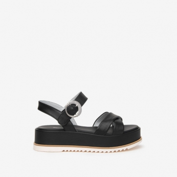 An image of Nero Giardini 'E410740D' chunky flat sandal - black - SALE