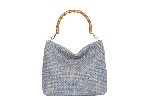 An image of Abro '031152' raffia hobo bag - blue