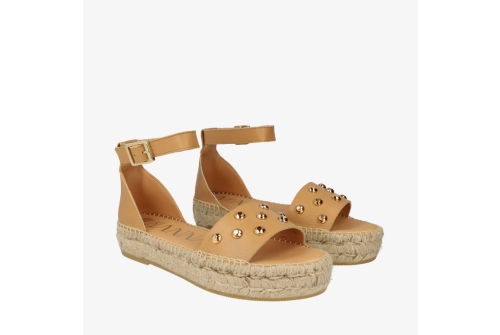 An image of Kanna 'Ball' flatform espadrille sandal - Camel/gold- SALE