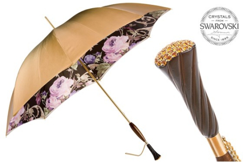 An image of Pasotti '53910/89' Beige/Green/ Floral Print Umbrella 