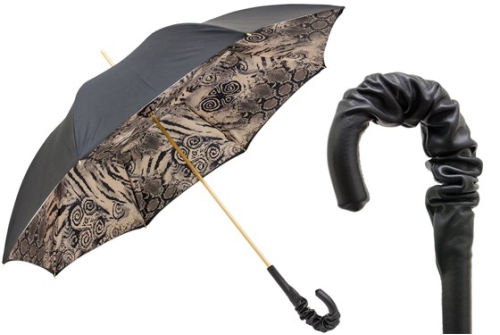 An image of Pasotti '55651/93' Black/Snake Print Umbrella 