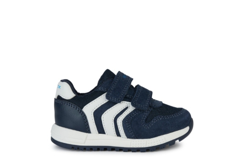 An image of Geox 'Alben' boys trainer - navy/white
