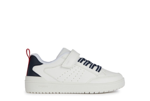 An image of Geox 'Washiba' boys trainer - white/navy