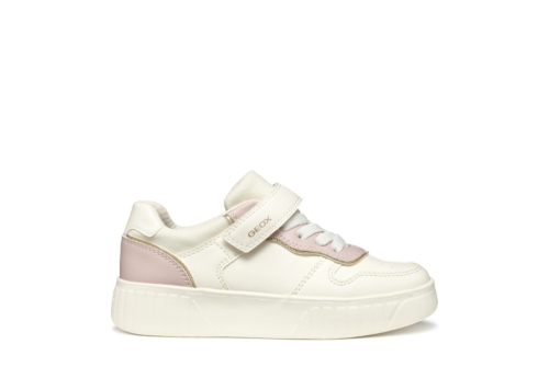 An image of Geox 'Mikiroshi' girls trainer - ivory/light rose