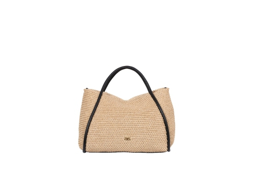 An image of Abro '031674' raffia shopper - natural/blk SOLD