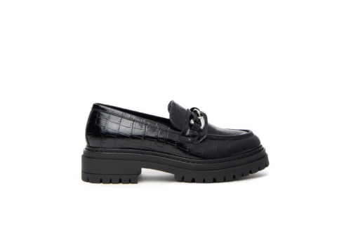 An image of Nero Giardini 'I411414D' chunky leather loafer - black - SALE
