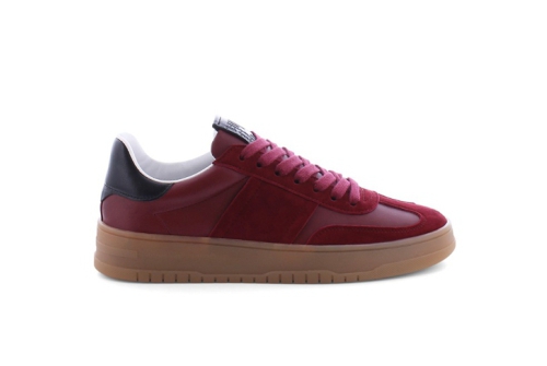 An image of K&S '15080' suede/leather sneaker - dark red/black