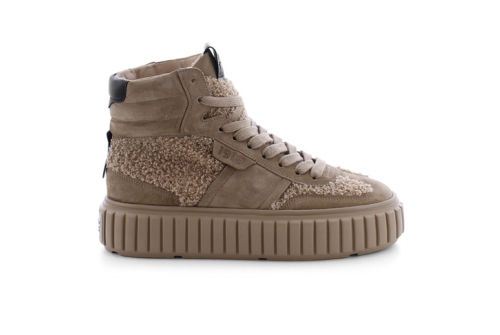 An image of K & S '25150' high top suede/wool sneaker - beige - SALE