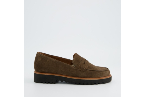 An image of Paul Green '2694' suede loafer - earth 