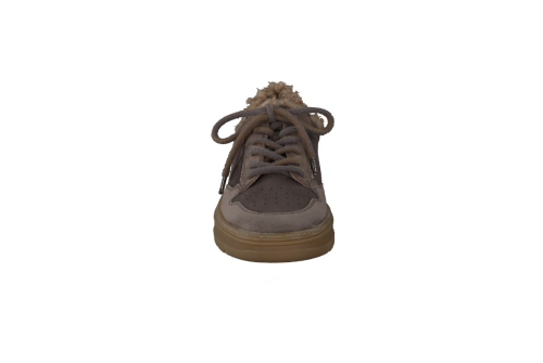 An image of Paul Green '5369' suede fur trim sneaker - brown 