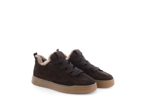 An image of K & S '16760' fur lined trainer - brown 