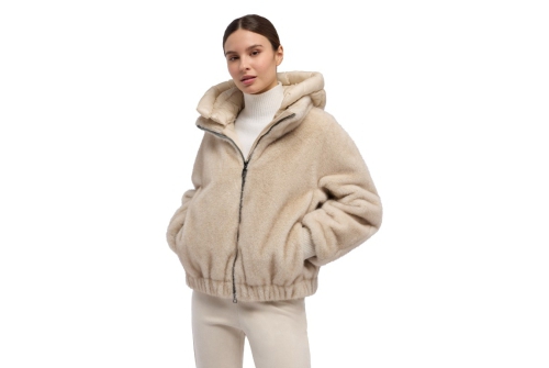 An image of Geox 'Spherica' faux fur jacket - moonbeam