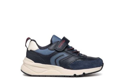 An image of Geox 'Rooner' boys trainers - blue/navy