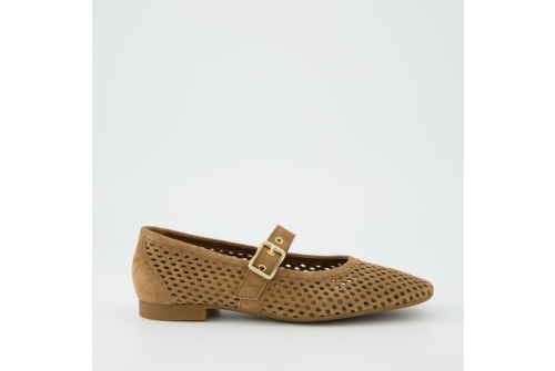 An image of Paul Green '1213' suede flat - nut brown