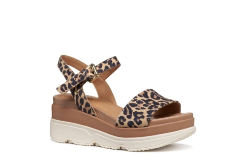 An image of Geox 'Gardenia' wedge sandal - leopard/natural 