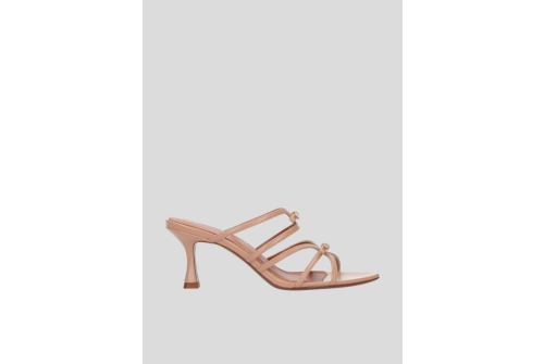 An image of Lola Cruz 'Sabrina' mule sandal - dark nude