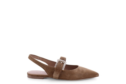 An image of K & S '114129' suede pointed flat - golden brown