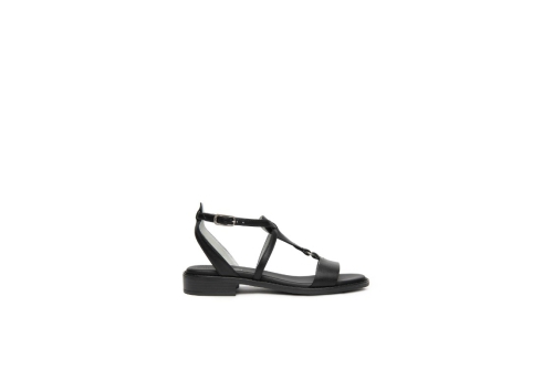 An image of Nero Giardini 'E615895D' flat sandal - Black 