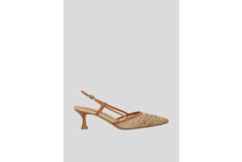 An image of Lola Cruz Cleo Pump Tan Raffia 