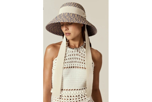 An image of Helen Kaminski Pip Raffia hat - melange/cream