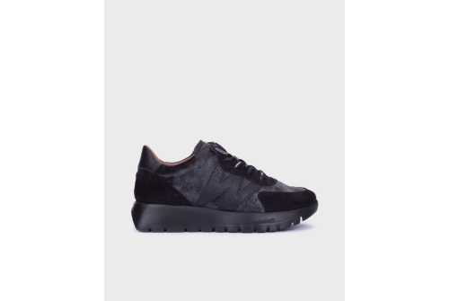 An image of Wonders 'A-24111' wedge sneaker - black 
